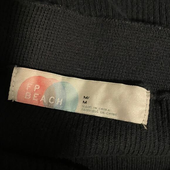 Free People Beach Womens Encinitas Ribbed Sweater Skirt Black Side Slit Medium - Picture 4 of 8